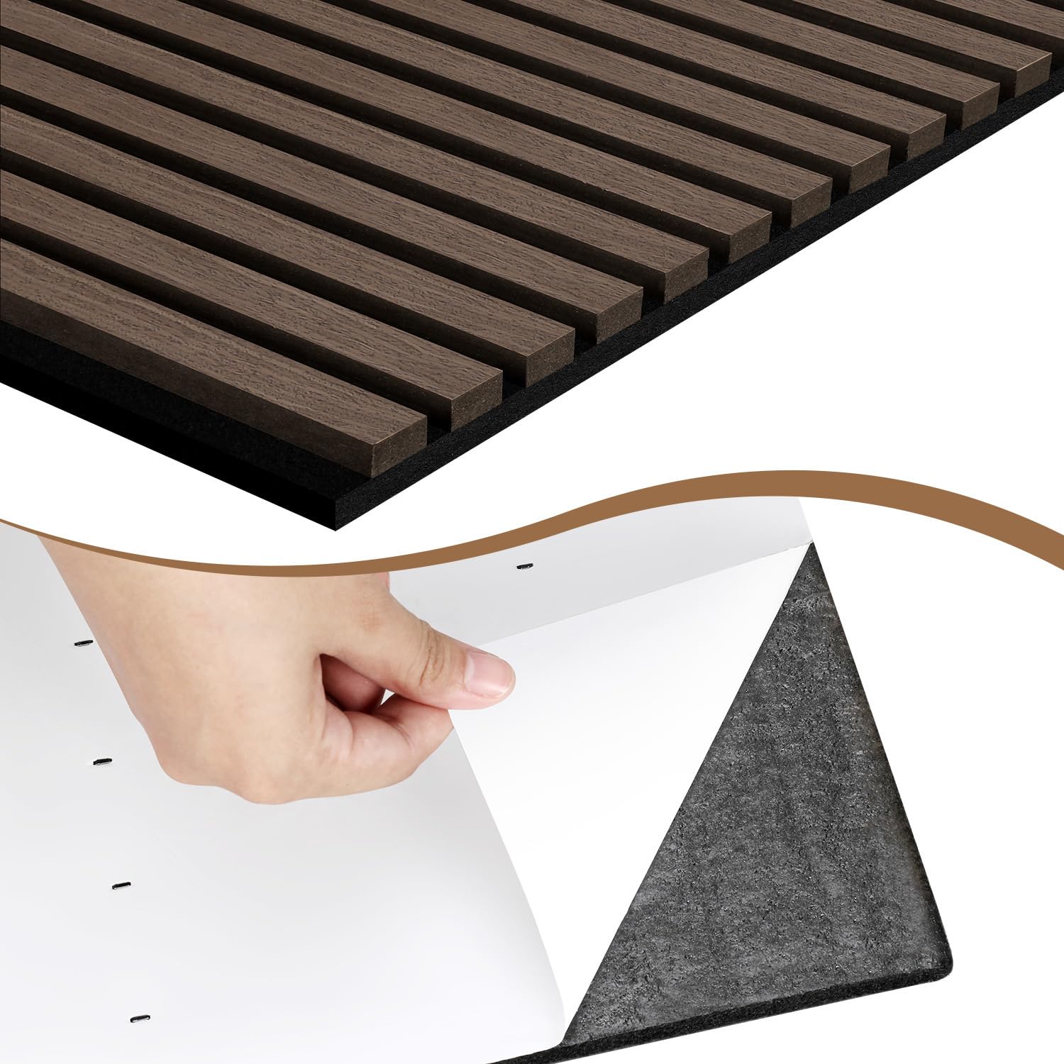 Paneles acústicos de madera, 120 x 60 cm (0,72 m²), autoadhesivos, paneles de pared 3D en aspecto de madera para aislamiento acústico y decoración, paneles de madera para salón, oficinas