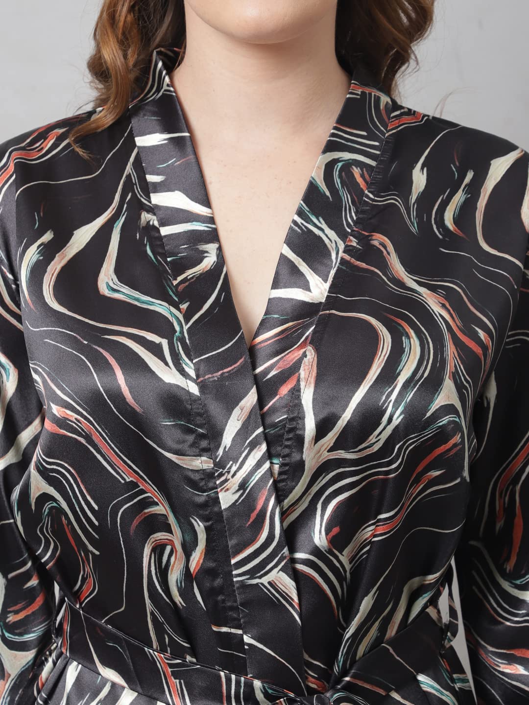 Claura Women Black Satin β Robe for Women/Robe (Small, Black) 3