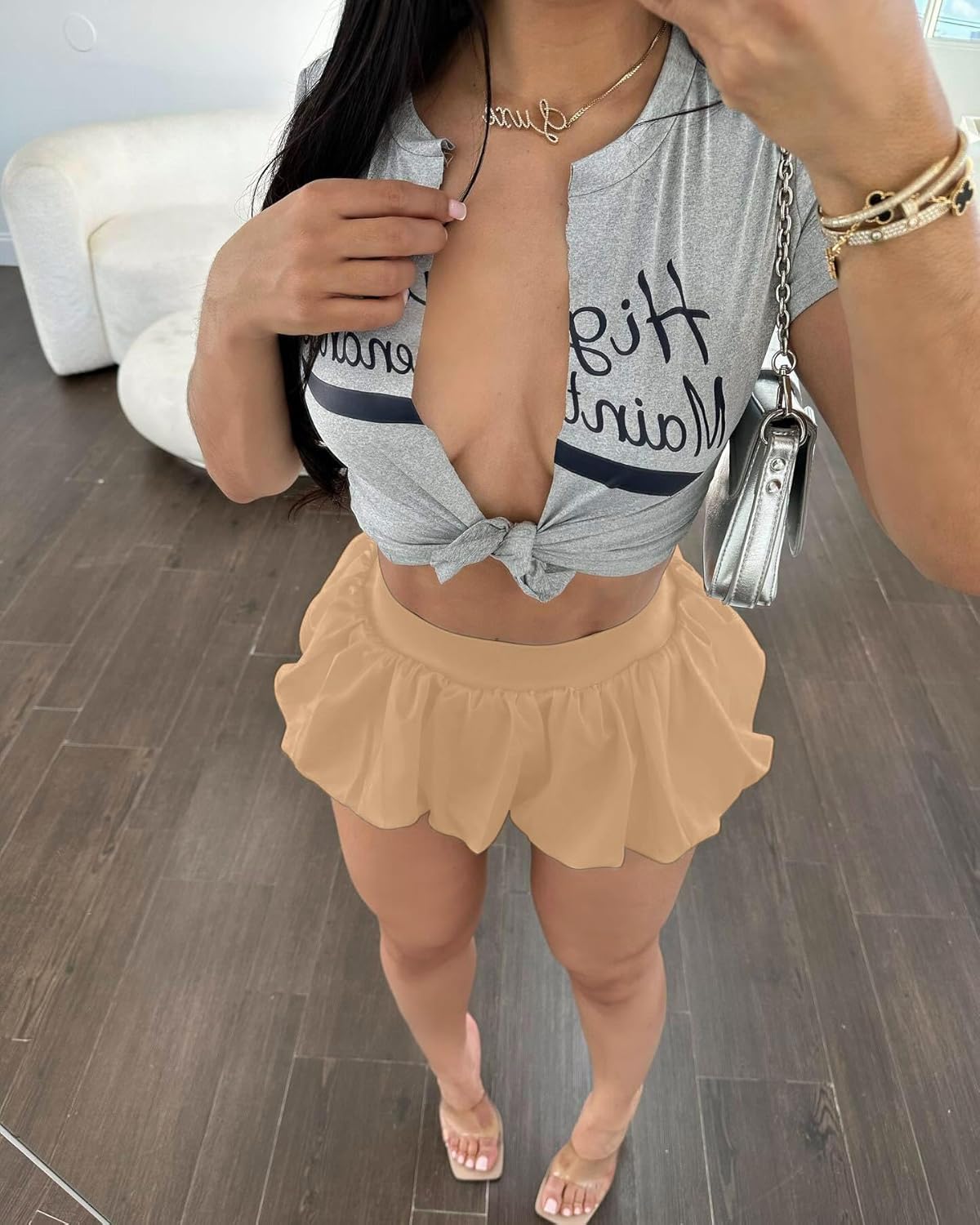 Women Bubble Mini Skirt, High Waist Puffy Balloon Short Skirt - Image 3