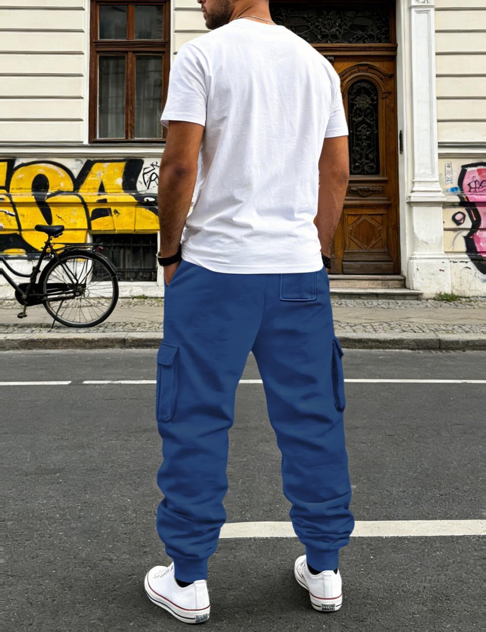 Men's Fleece Sweatpants with Pockets Heavyweight Winter Casual Joggers with Drawstring Elastic Waistband