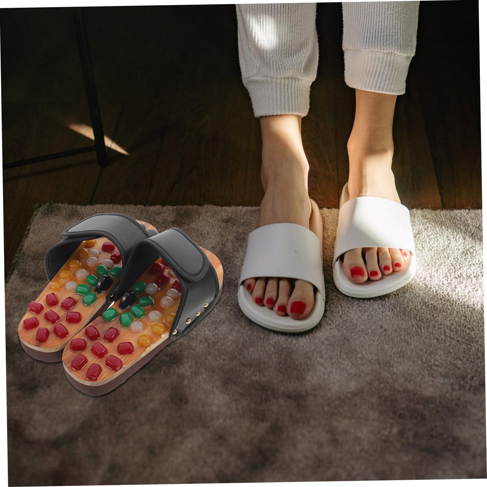 GALPADA Sandales De Massage Pour Points Acupuncture Pantoufles Eva Et Pu Pour Relaxation Chaussures De Santé Pour Fatigués