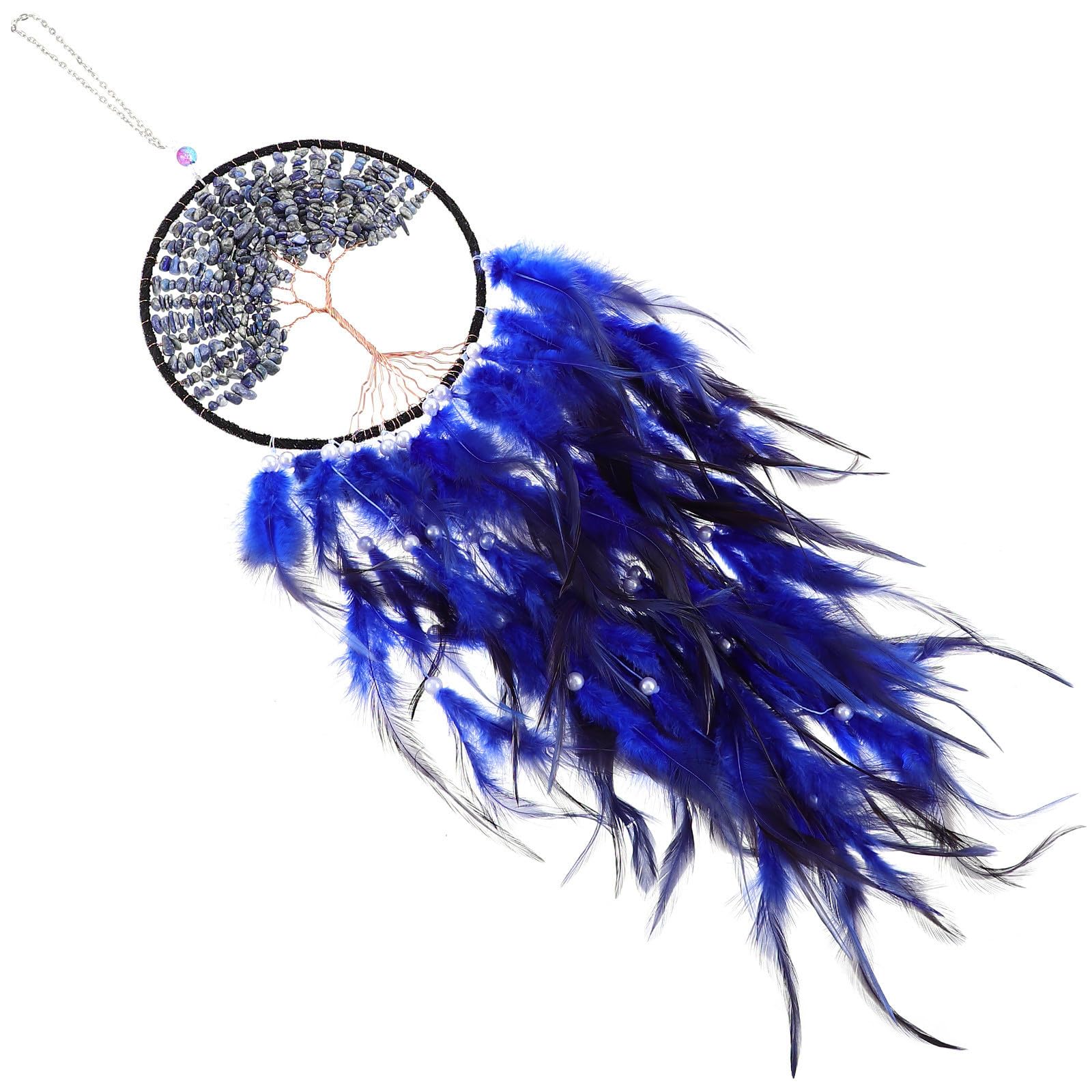 Attrape-rêves bleu plumage cadeau idéal pour déco chambre