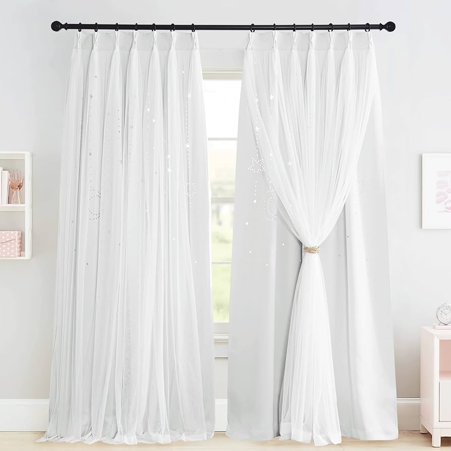 Amazon｜NICETOWN 遮光カーテン 二重層遮光 スタ―ライト 姫糸 月
