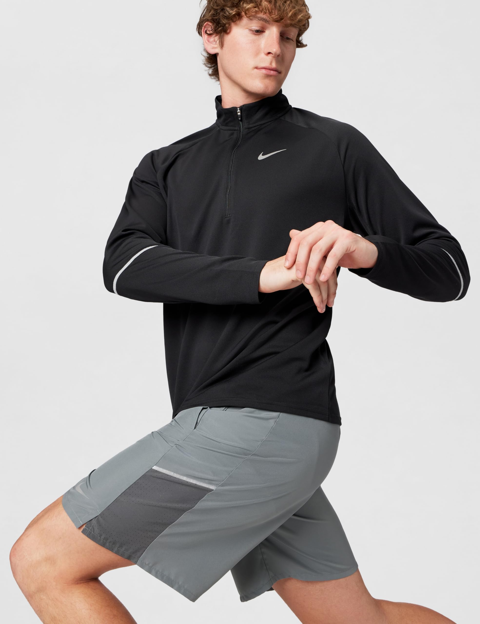 Nike Mężczyźni Df Uv Miler Top Hz Sweatshirt Black/Reflective Silv XXL
