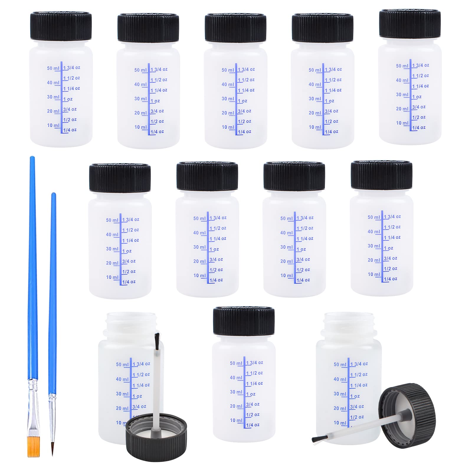 WANDIC 12 Bottiglie per ritocchi con Pennello e Sfera di miscelazione applicatore di Vernice per Auto, Parete e Hobby, 60 ml