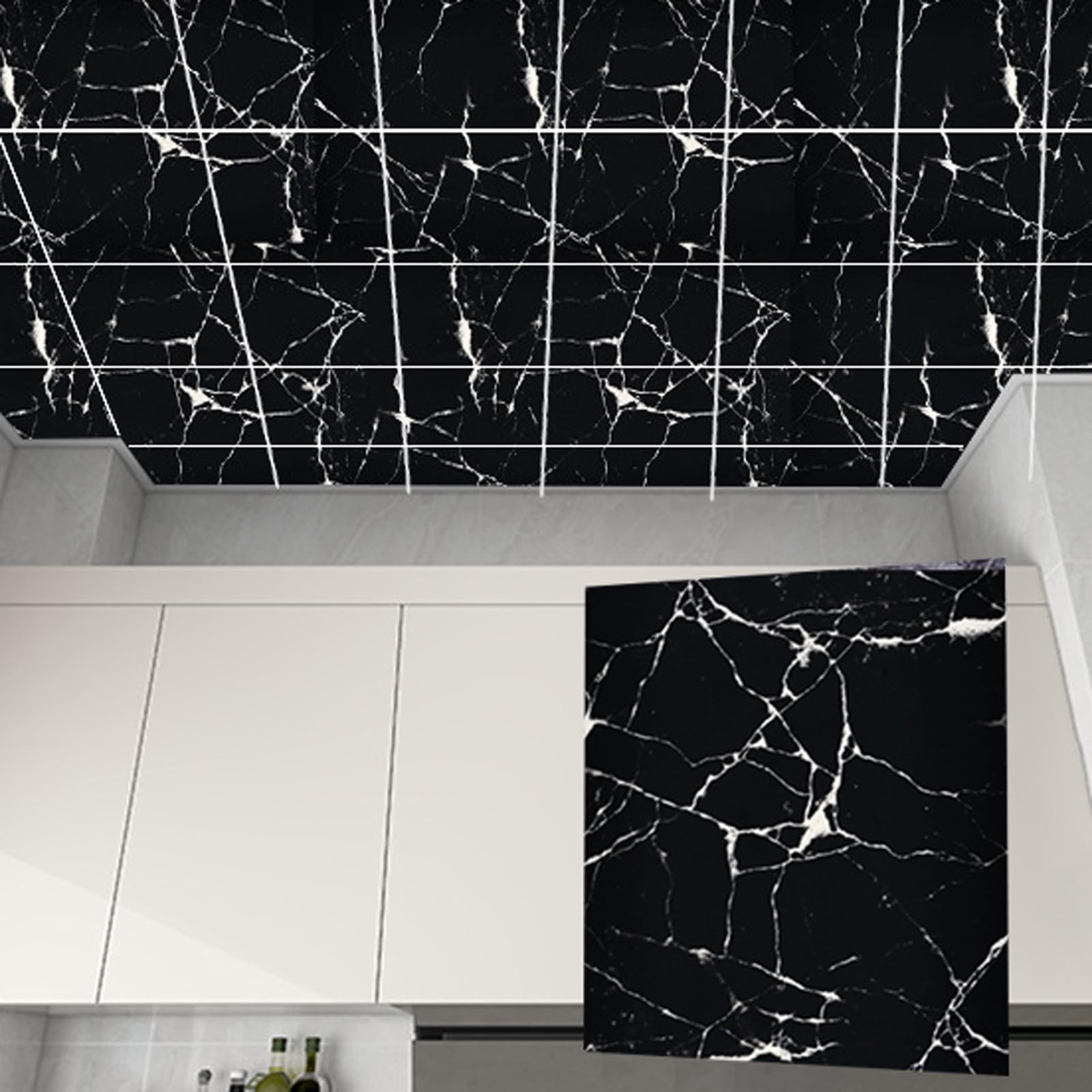 Papel pintado impermeable y aislante en azulejos de PVC para baño y hogar