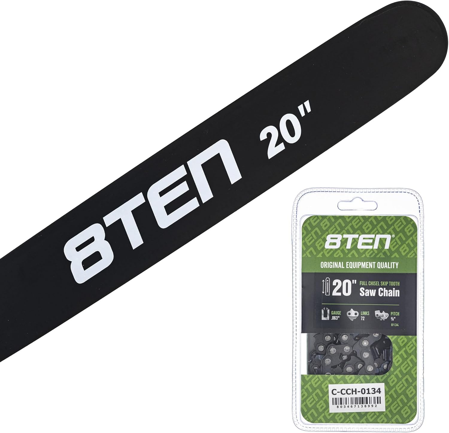 8TEN 20" Chainsaw Guide Bar & Chain .063 3/8 72DL for Stihl MS660 MS440 MS460 36210050072 36RS372E