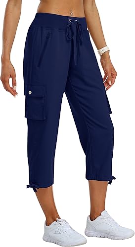 Miniatura 2 de MoFiz Pantalones cargo capri de senderismo para mujer, ligeros, de secado rápido, atléticos, viajes, casuales, holgados, cómodos, bonitos bolsillos
