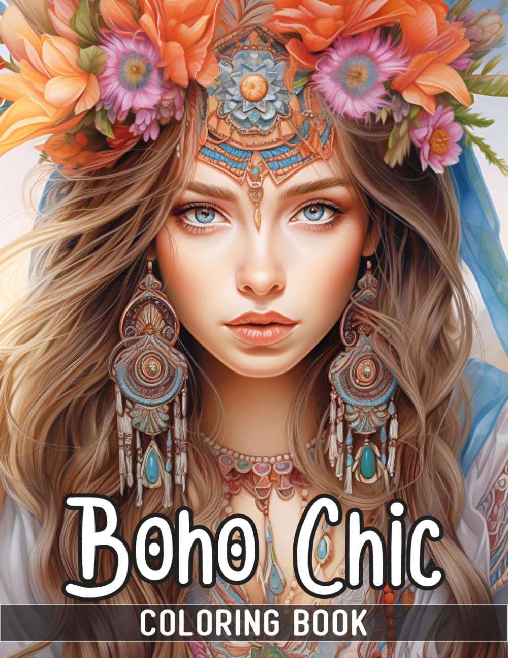 Boho Chic Coloring Book: Color the Hippie Girls with Bohemian Fashion Vibes | Grayscale Portraits Coloring Books (Feminine Elegance Across Cultures: A Timeless Portrait Coloring Books)