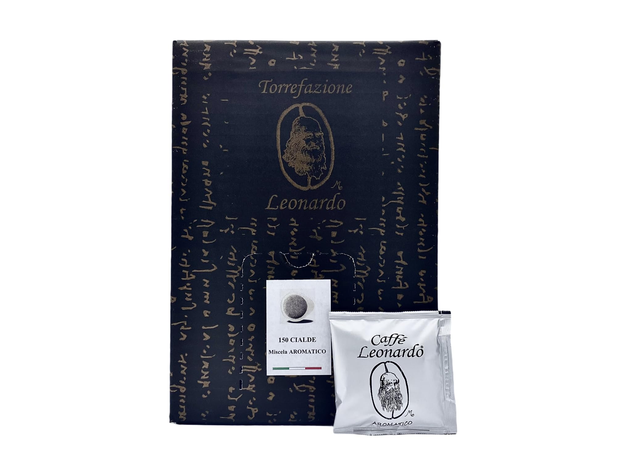 Caffè Leonardo Cialde tostado Artigianale - Lote de 150 cápsulas compatibles E.S.E. dm 44 (mezcla aromática)