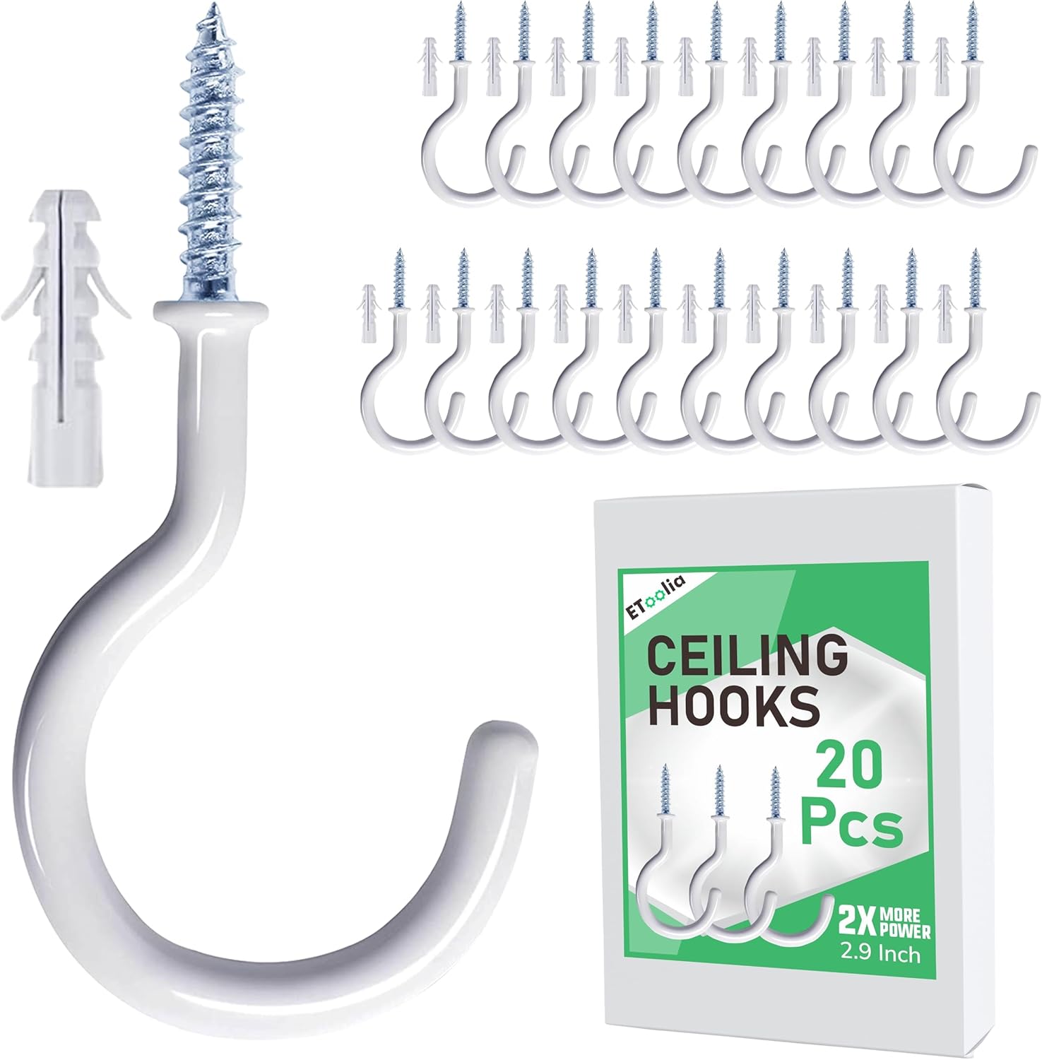 20 Pcs Ceiling Hooks for Hanging Plants – 2.9 inches Heavy Duty, Hanging Hooks f…