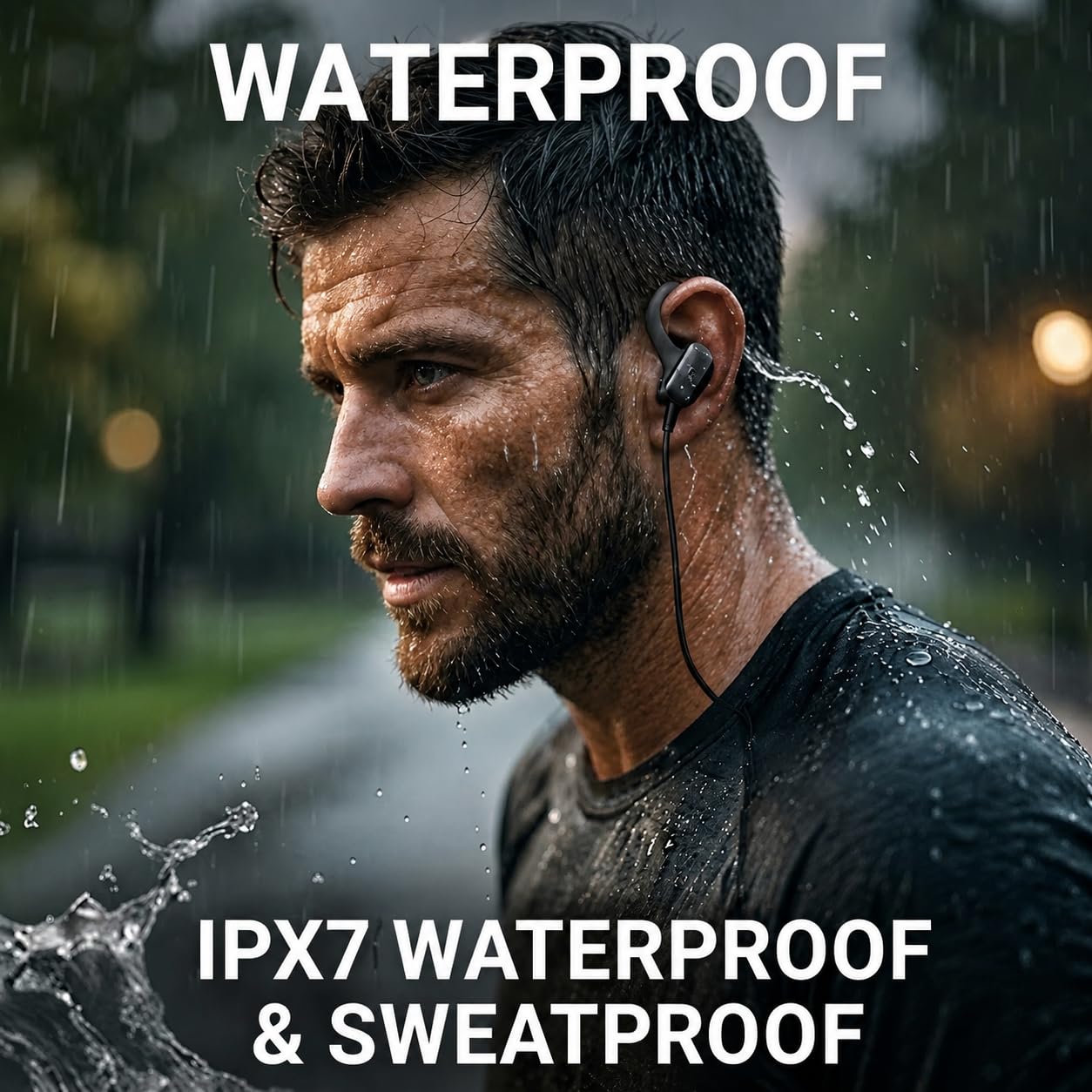 Auricolari aperti, Bluetooth 5.3, wireless, con ganci, ricarica rapida, resistenti al sudore, display digitale, custodia di ricarica per musica, giochi, sport