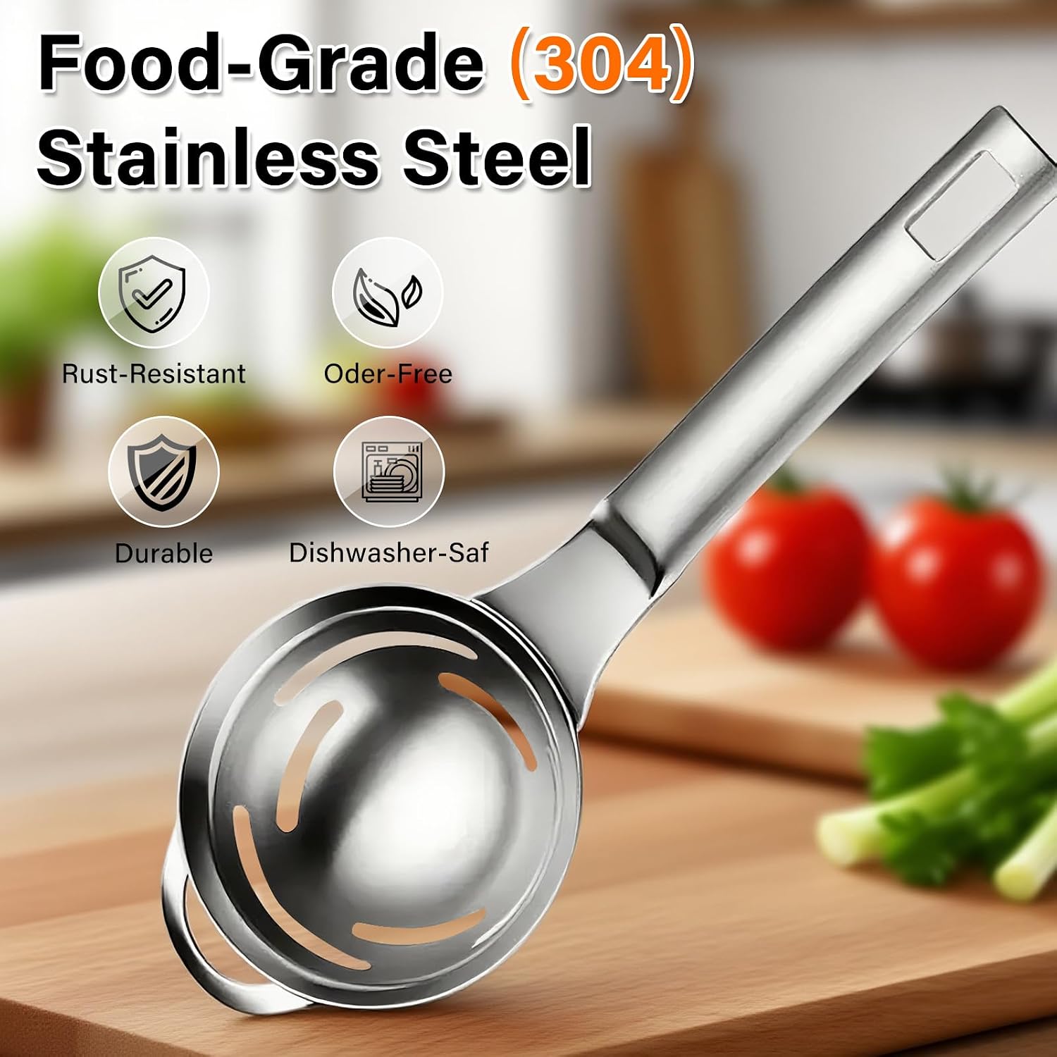 Stainless Steel Egg Yolk White Separator for Raw Eggs, 6 Hole Design, Kitchen Tool for Cooking Roasting, Quick Egg Yolk White Separation