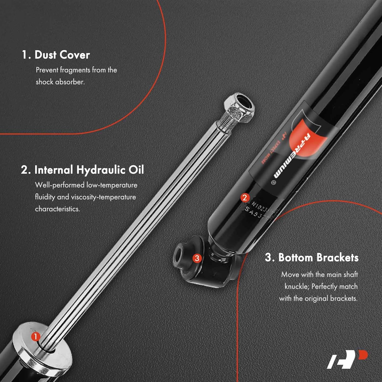 A-Premium Rear Suspension Shock Absorber Compatible with Mercedes-Benz C117 Series CLA250 2014-2018, 2-PC Set