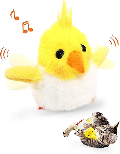 Petbobi Juguetes para gatos que aletean el pájaro  Juguete interactivo realista para gatos con hierba gatera, juguete de ejercicio para gatos