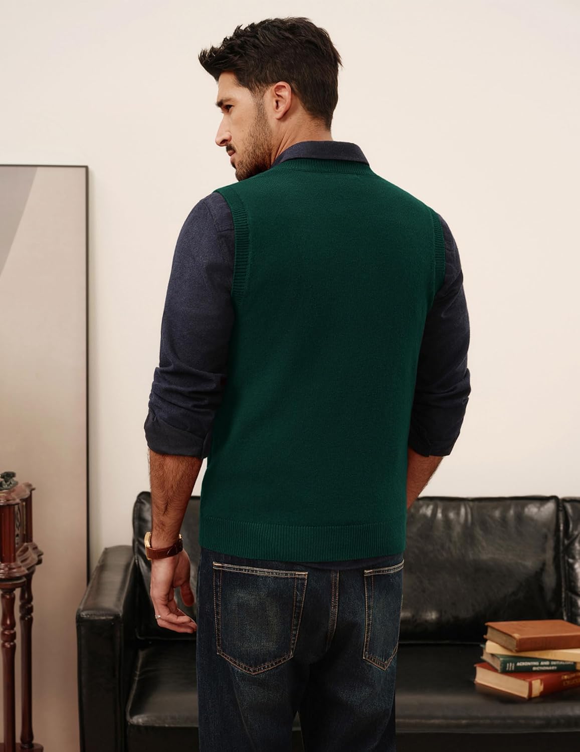 PJ PAUL JONES Men's Sweater Vests V Neck Cable Twist Knit Sleeveless Vests Casual Pullover Sweater - Image 6