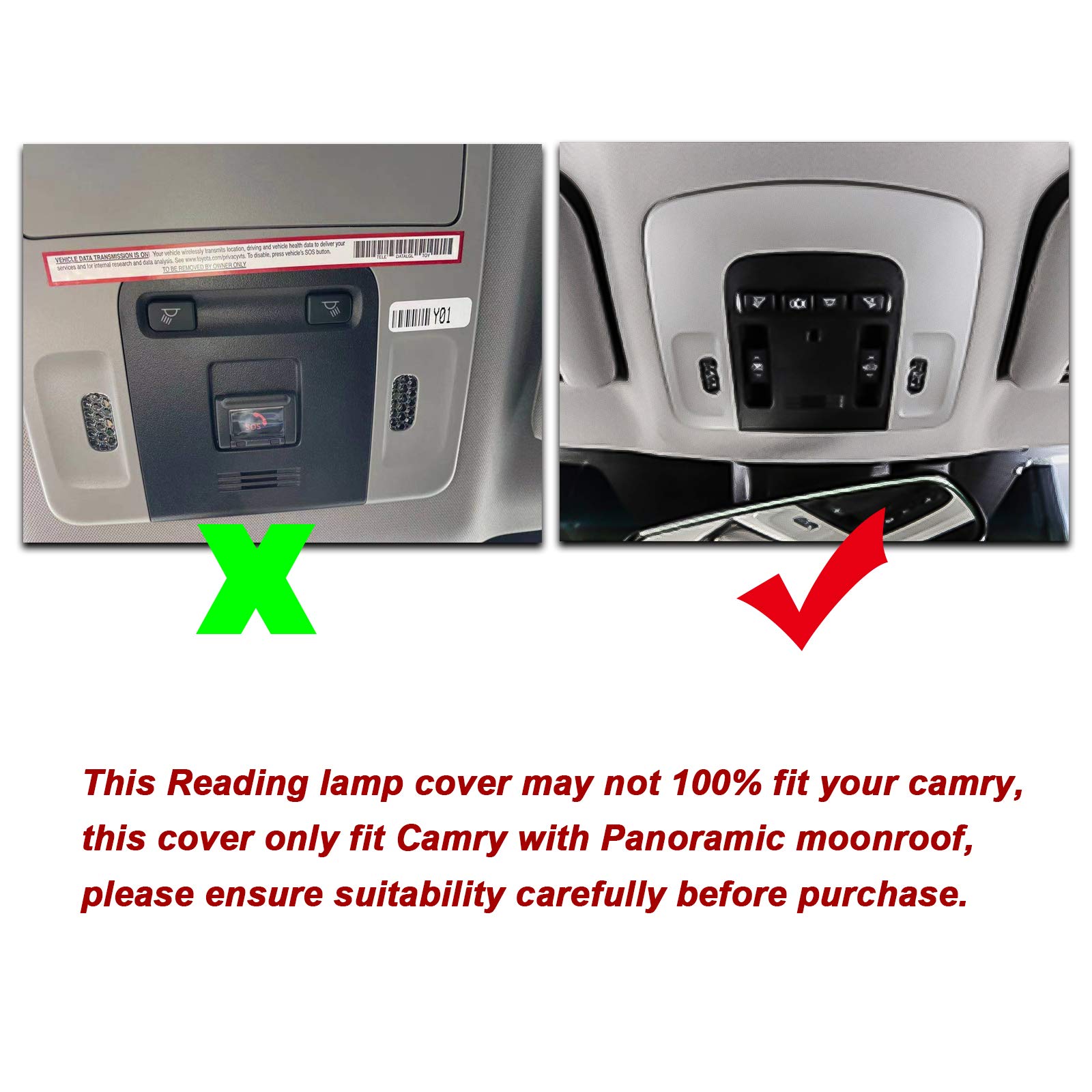 Xotic Tech Reading Dome Map Light Cover Trim, Carbon Fiber Pattern, Compatible with Camry 2018-2025 (with Panoramic Moonroof Only)