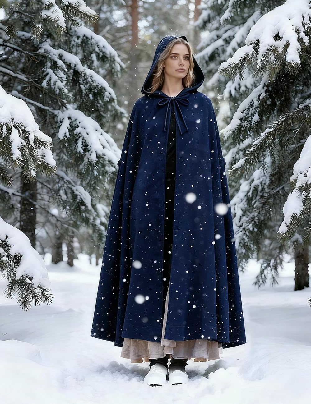 Medieval Cloak Costume with Hood, Renaissance Costume Halloween Vintage Cloak Role Playing for Men Women - Image 4