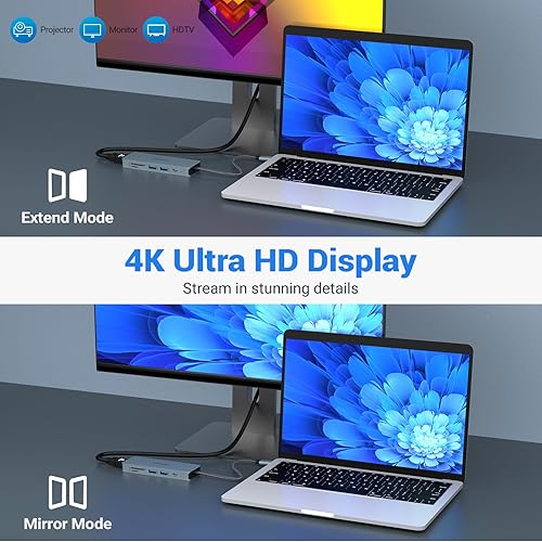 Miniatura 7 de Estación de acoplamiento USB C 10 en 1, adaptador con HDMI 4K, 2 puertos USB 3.0, USB-C 3.0, 2 USB 2.0, carga PD de 100 W, SDTF, conector de audio