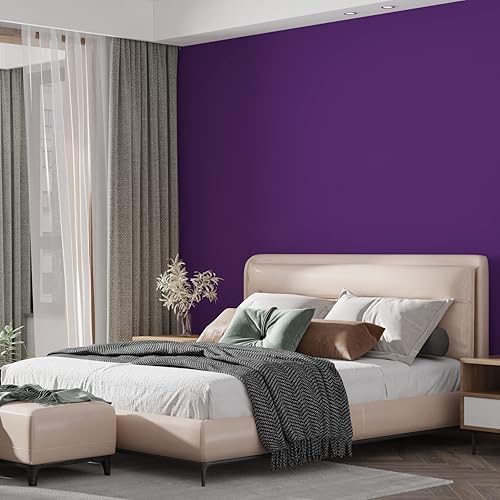 Miniatura 9 de Papel tapiz de 23.7 x 393.7 pulgadas, color morado oscuro, papel tapiz de color liso, adhesivo impermeable para gabinetes, estantes de cocina,