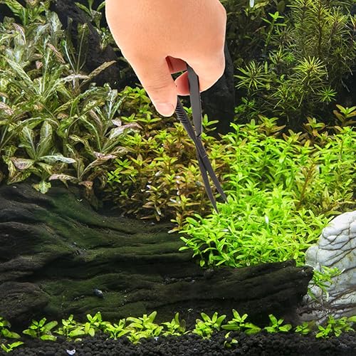 Vista 9 de Herramienta de tanque de acuario para plantas acuáticas, pinzas para plantas acuáticas, tijera curvada, herramienta de recorte de terrario