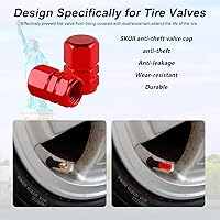 Vista 4 de Alpmosn Tapas de vástago de válvula de neumático de aluminio, cubiertas de válvula de rueda, tapa de neumático a prueba de polvo, accesorios