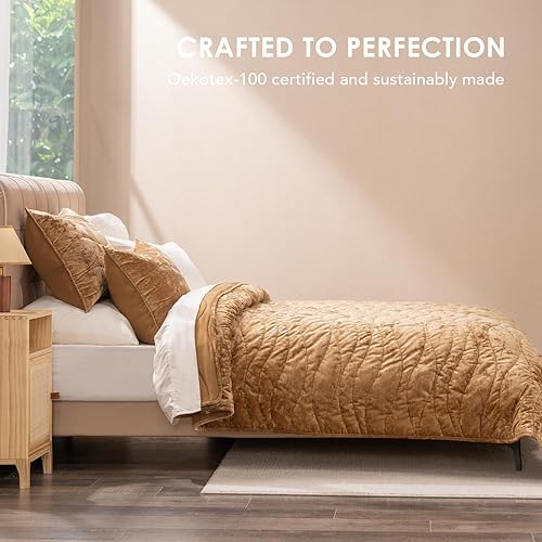 Miniatura 5 de EVERGRACE Juego de edredón de terciopelo de lujo tamaño Queen, juego de ropa de cama de terciopelo aplastado ultrasuave, juego de edredón ligero