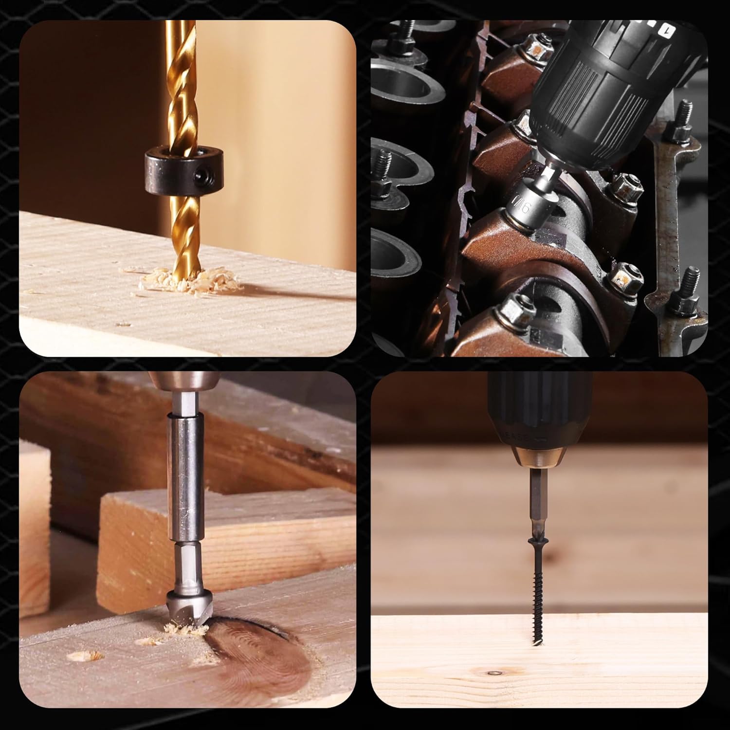 WORKPRO 455-Piece Drill Bit Set and Screwdriver Bit Set, Titanium Twist Drill Bits, Drywall Screws with Double Sided Storage Case, for Wood Metal Plastic Concrete Masonry - Image 6