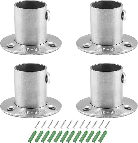 Miniatura 8 de Jiozermi Soportes de barra de cortina de acero inoxidable, paquete de 4 soportes duraderos de 1 pulgada para barra de cortina de armario, soporte
