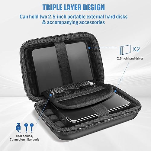 Miniatura 8 de ProCase Paquete de estuche portátil para disco duro con funda para disco duro ProCase de 2.5 pulgadas