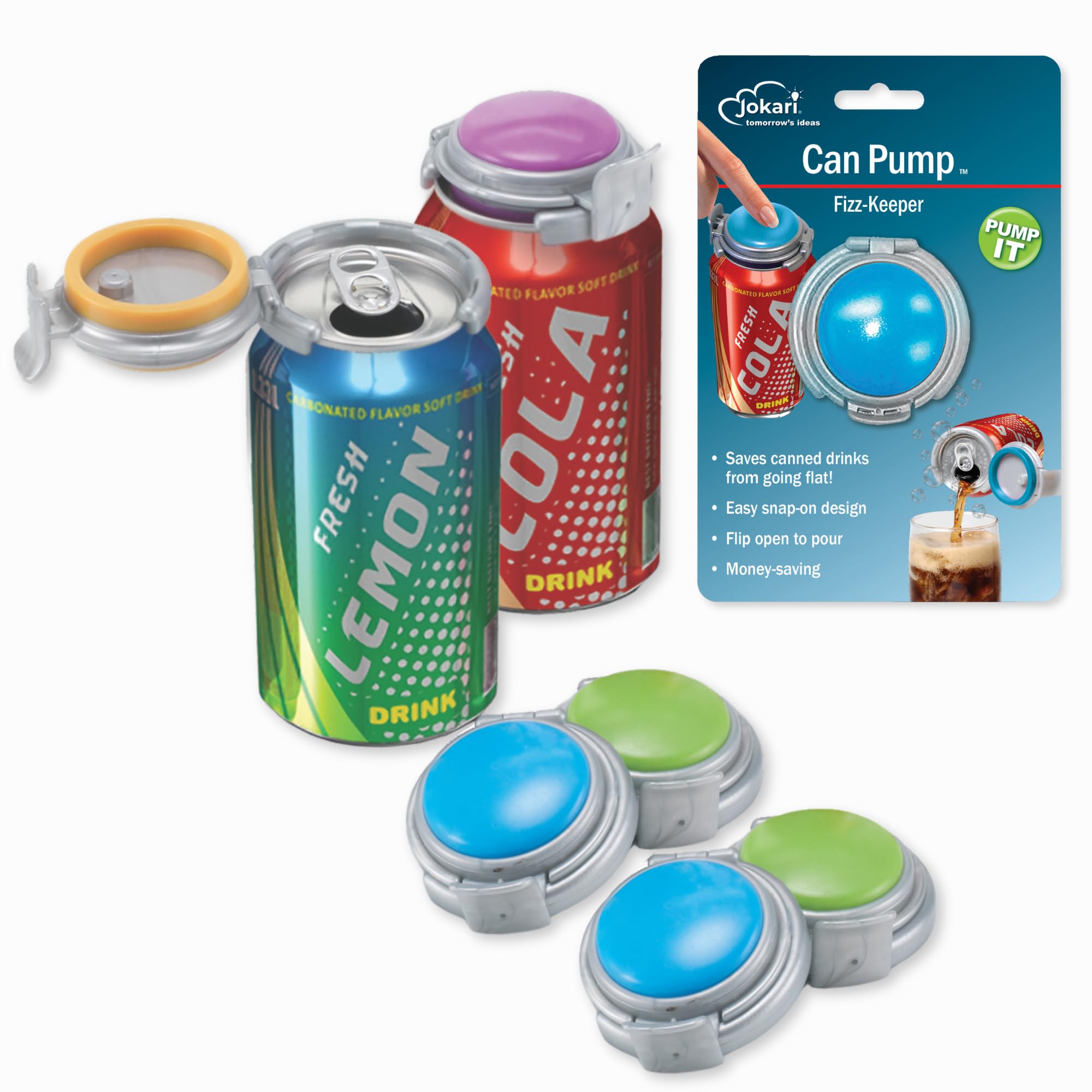 Amazon.com: Jokari 2 Click Fizz Keeper Pump and Pour for 12oz Cans