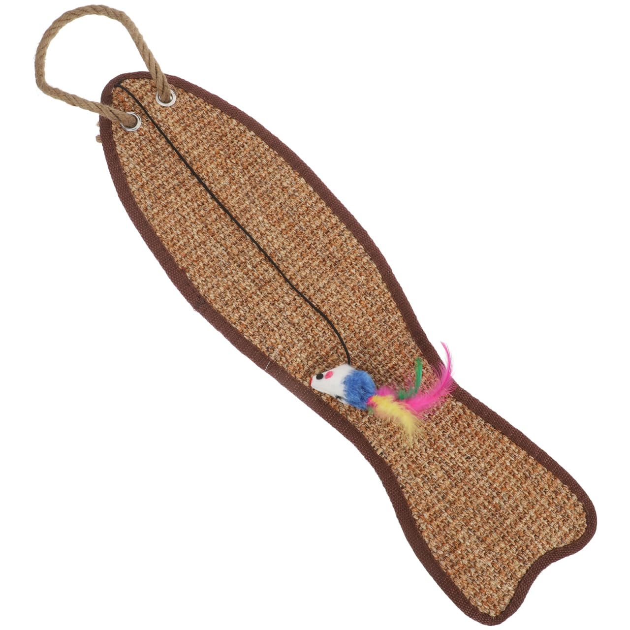 Garneck Hanging Cat Scratcher for Door Knobs - Fish Shaped Sisal Cat Scratch Pad - Ideal for Indoor Pet Promotes Healthy Clawing and Play 20.83X5.23 inch Random Colors