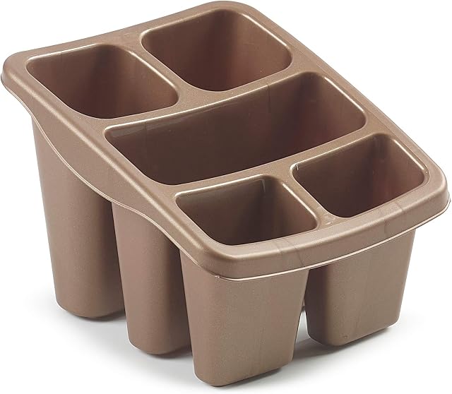 Whitefurze Cutlery Drainer Spoons Forks Knives Utensils Sponges Brushes Draining Board Kitchen Organiser, Rose Gold