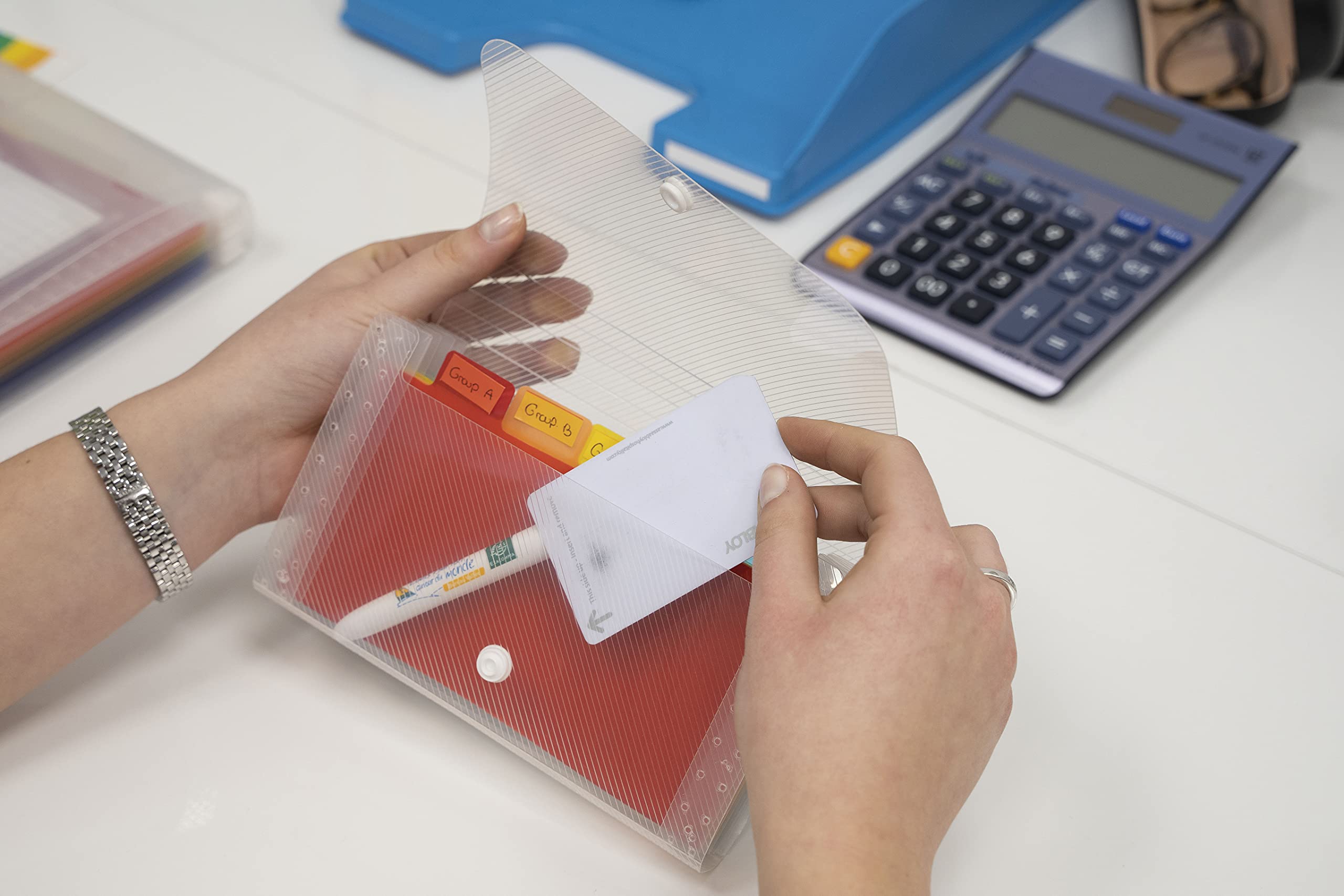 Exacompta Fächermappe Crystal - Transparente Ordnungsmappe Mit 6 Farbfächern DIN A4