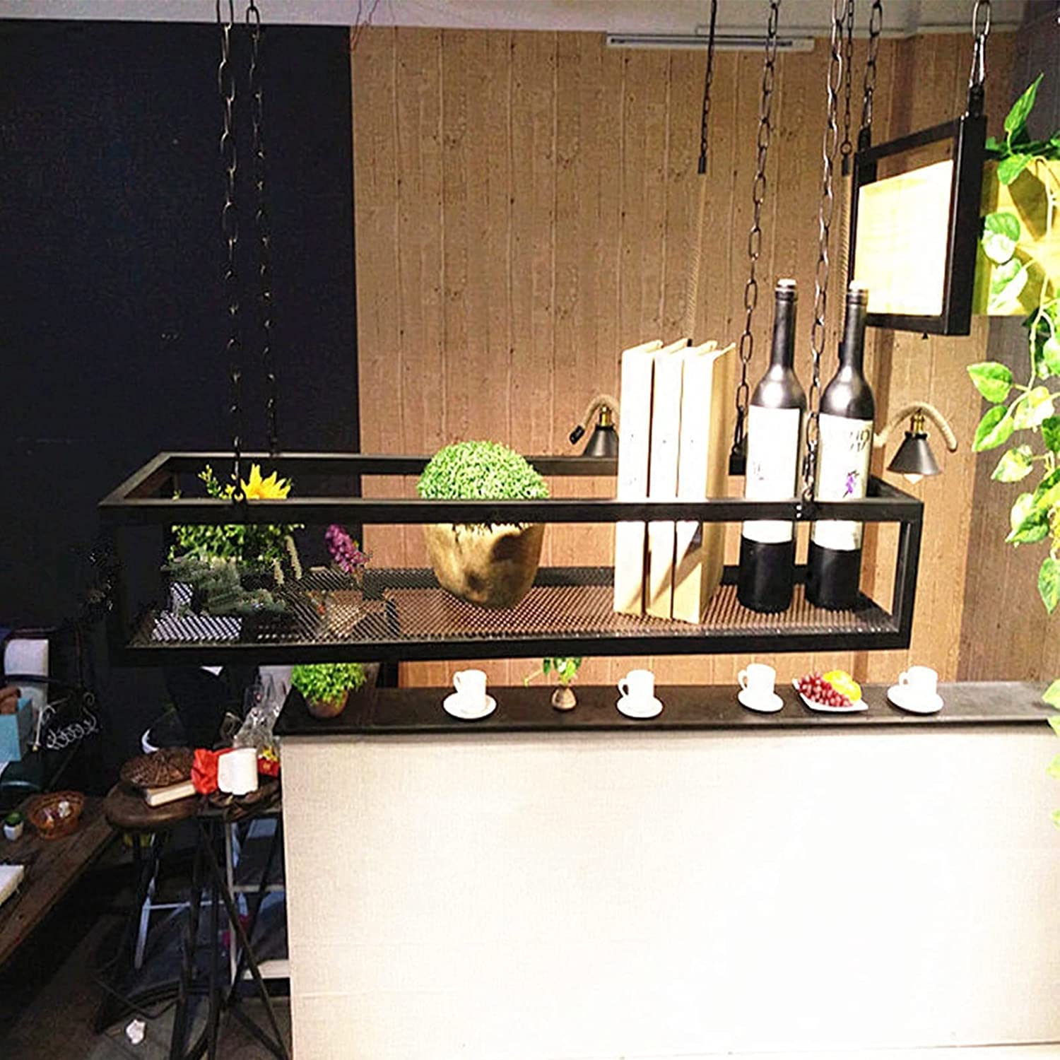 Porte-bouteilles de vin au plafond noir en métal suspendre sous armoire
