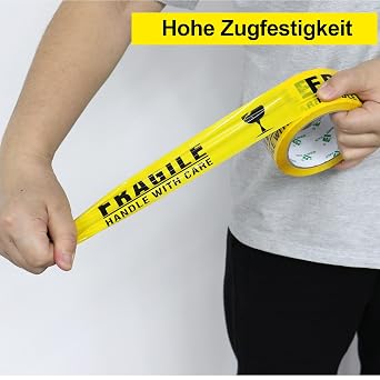 BOMEI PACK 6 Rolls of Parcel Tape Fragile Tape Packing Tape Cardboard Tape 66 m x 48 mm Packaging Material for Parcels and Cardboard Packing Tape with High Adhesion in Professional Quality