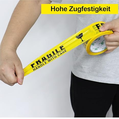BOMEI PACK 6 Rolls of Parcel Tape Fragile Tape Packing Tape Cardboard Tape 66 m x 48 mm Packaging Material for Parcels and Cardboard Packing Tape with High Adhesion in Professional Quality