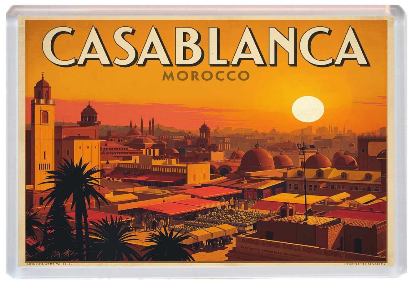 Baked Bean Store Multicolor Casablanca - Morocco - Jumbo Artistic Fridge Magnet 96 X 67Mm Bbsfhm3254