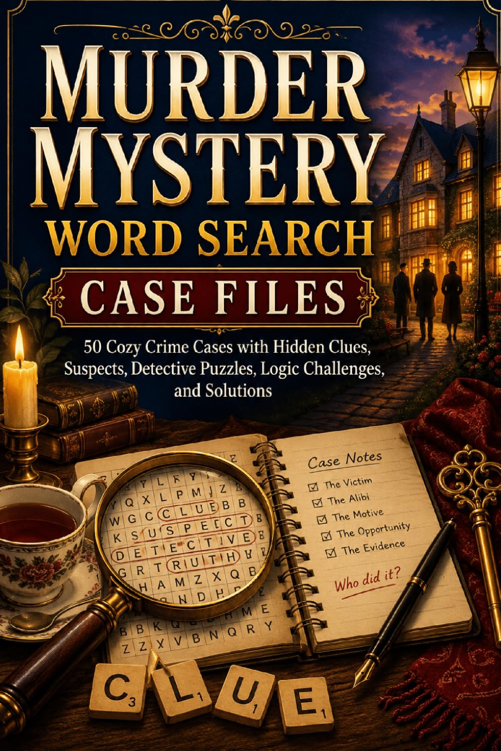 Murder Mystery Word Search Case Files: 50 Cozy Crime Cases with Hidden Clues, Suspects, Detective Puzzles, Logic Challenges, and Solutions