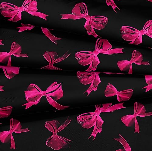 Miniatura 6 de Merryword Juego de edredón con lazo rosa intenso, tamaño King, 4 piezas, pajarita princesa, ropa de cama color negro, edredón de cama