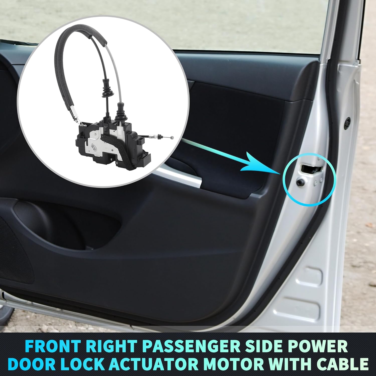 X AUTOHAUX Replacement Front Right Passenger Side Power Door Lock Actuator Motor with Cable for Hyundai Sonata 2007-2010 Door Latch Actuator Assembly Replace No.813203K530 Black