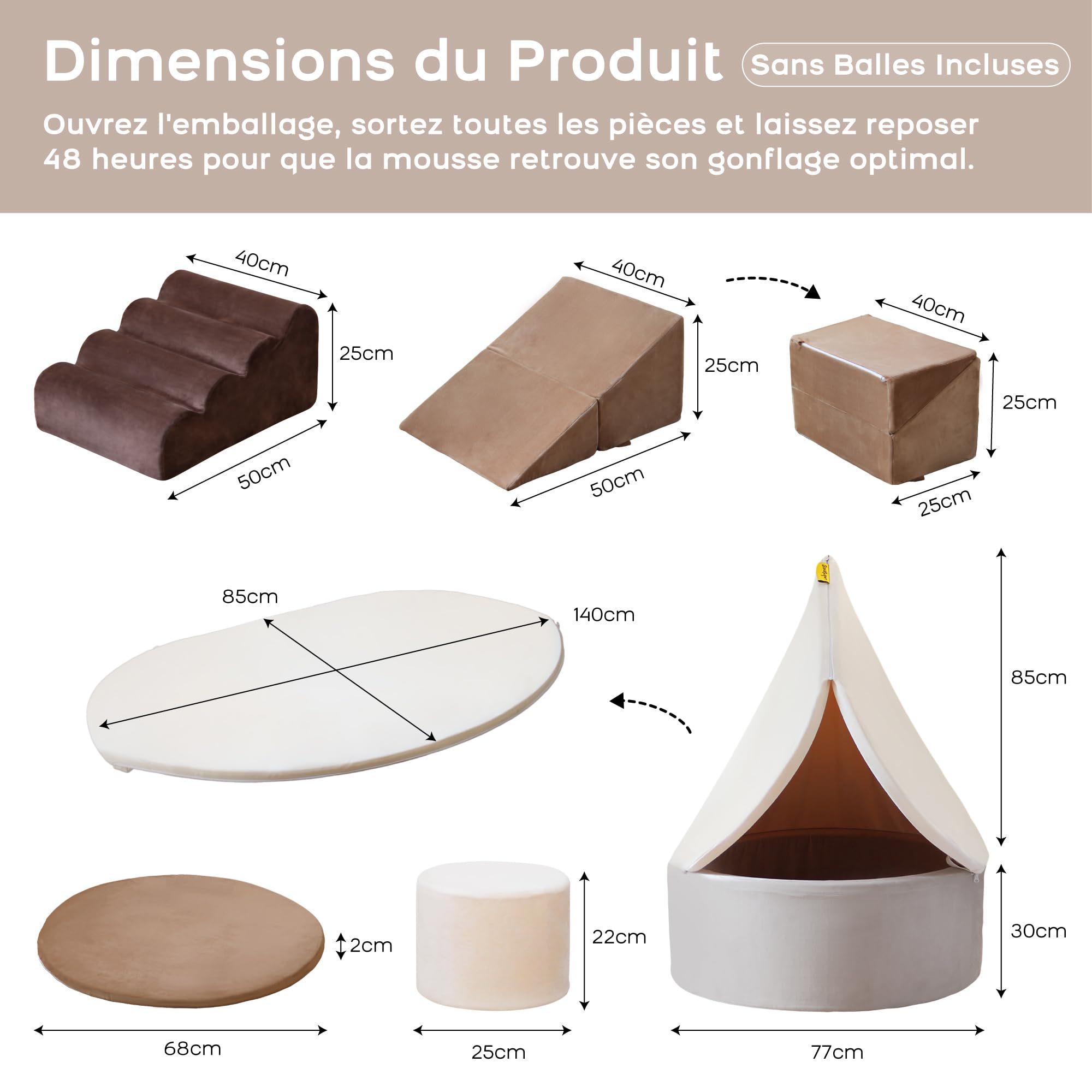 BanaSuper Jeu de Motricité Enfant, Parcours Motricité avec Tente et Piscine | Balles Non Incluses, Piscine à Balles & Tente, Blocs Mousse Éducatifs Modulables, Jouets Structure d'Escalade, Certifiée EN71