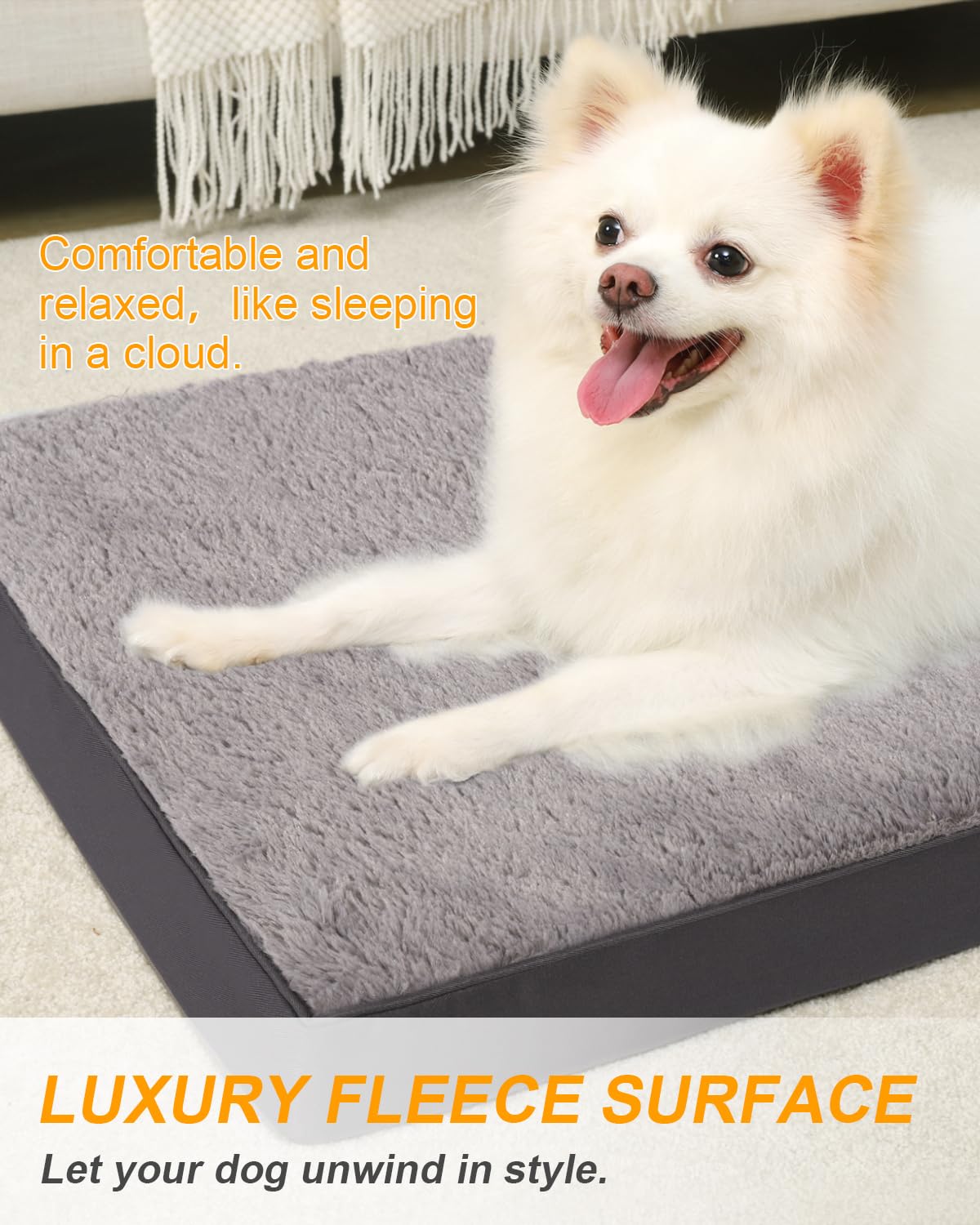 KSIIA Large Orthopedic Dog Beds, Waterproof Washable Dog Mattress with Removable Cover - Image 3