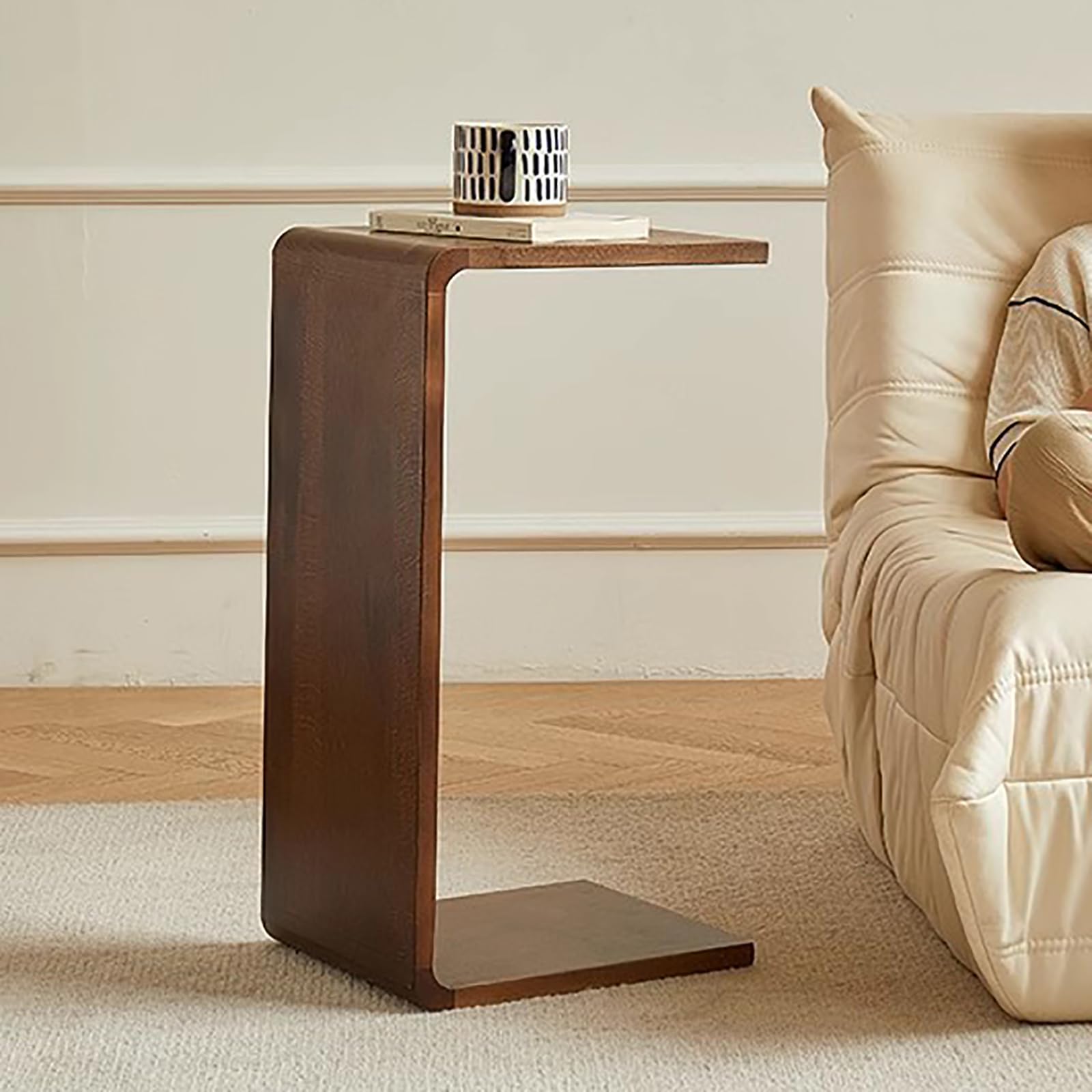 Amazon.co.jp: Hwijk ソファ用無垢材エンドテーブル、C字型サイド