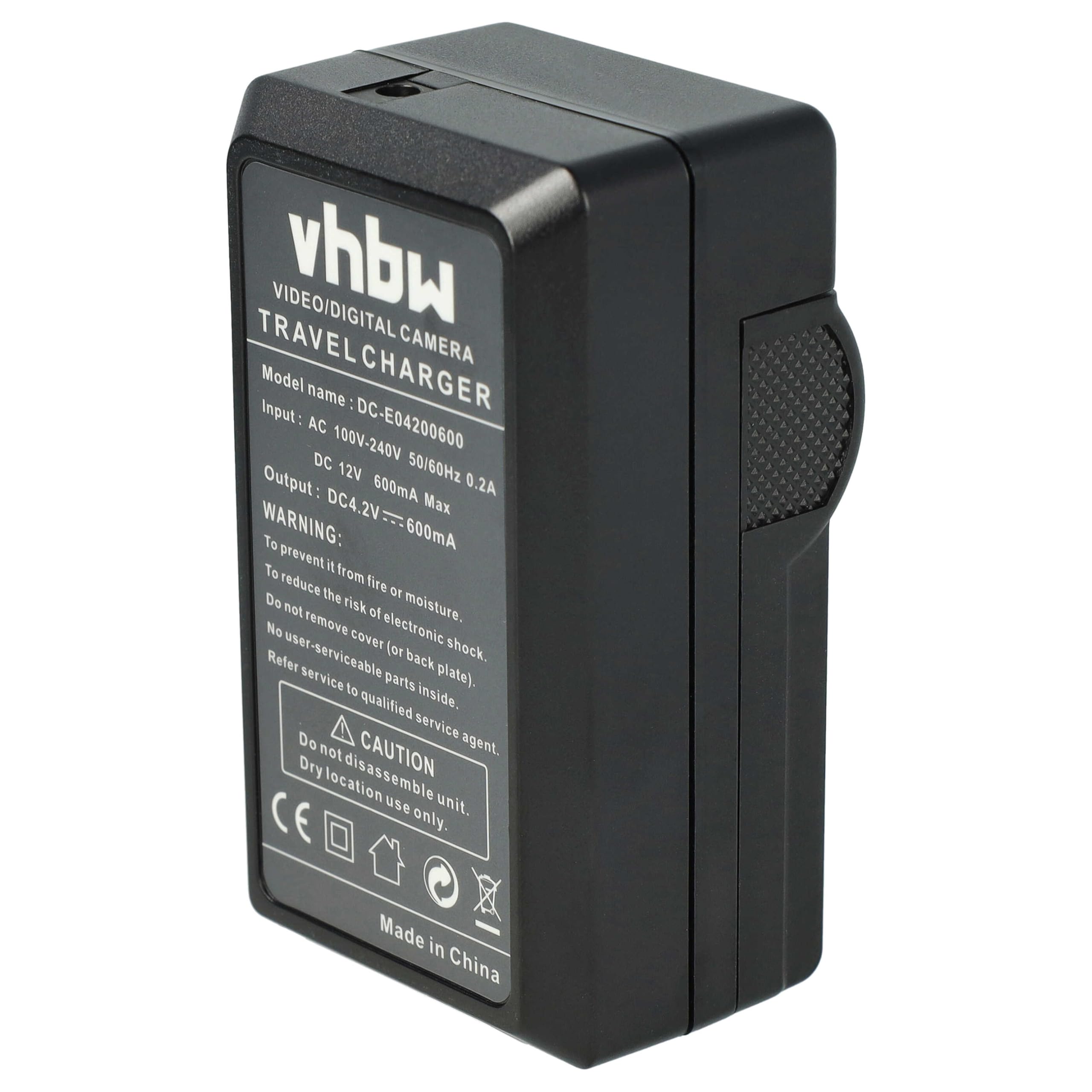Vhbw Caricabatterie Per Fotocamera JVC Everio GZ-HM445BEU - Stazione Di Ricarica Con Spina 220V E Adattatore Auto 12V - 4,2V 0,6A Con Indicatore LED - 4