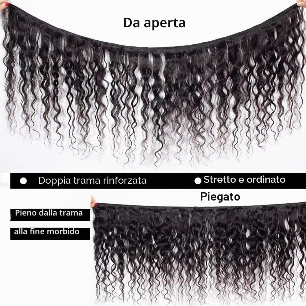Capelli Umani Ricci 100% Naturale Brasiliano Capelli Veri Tessitura Ricci 10A Human Hair 1 Bundles 22 Pollici Water Wave Colore Naturale