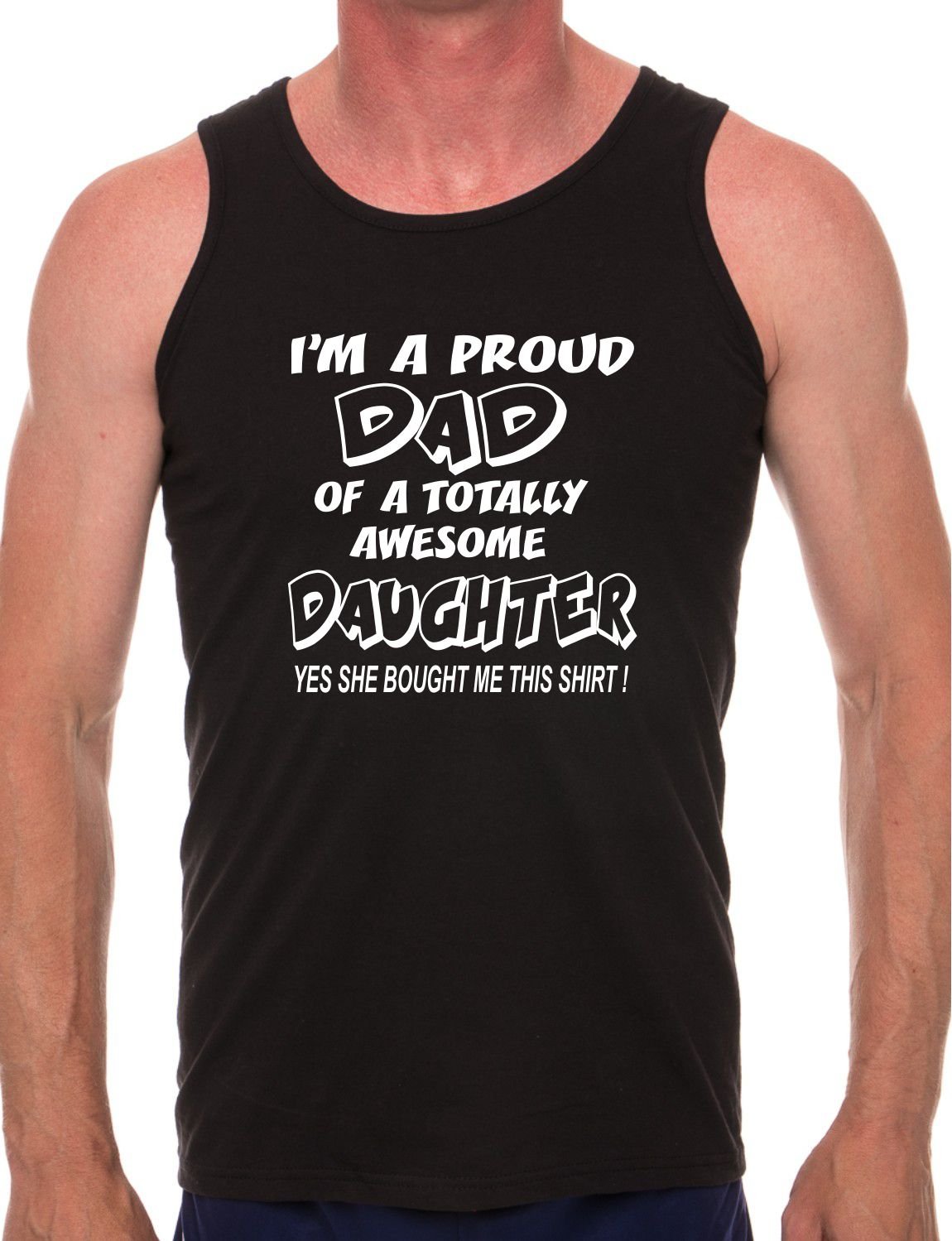 Proud Dad of Awesome Daughter Mens Vest Tank Gym Top XX-Large Black