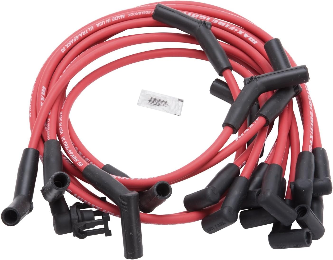 Edelbrock 22714 Spark Plug Set SBF 83-96 50 ohm Resistance RED Wire (Set of 10)