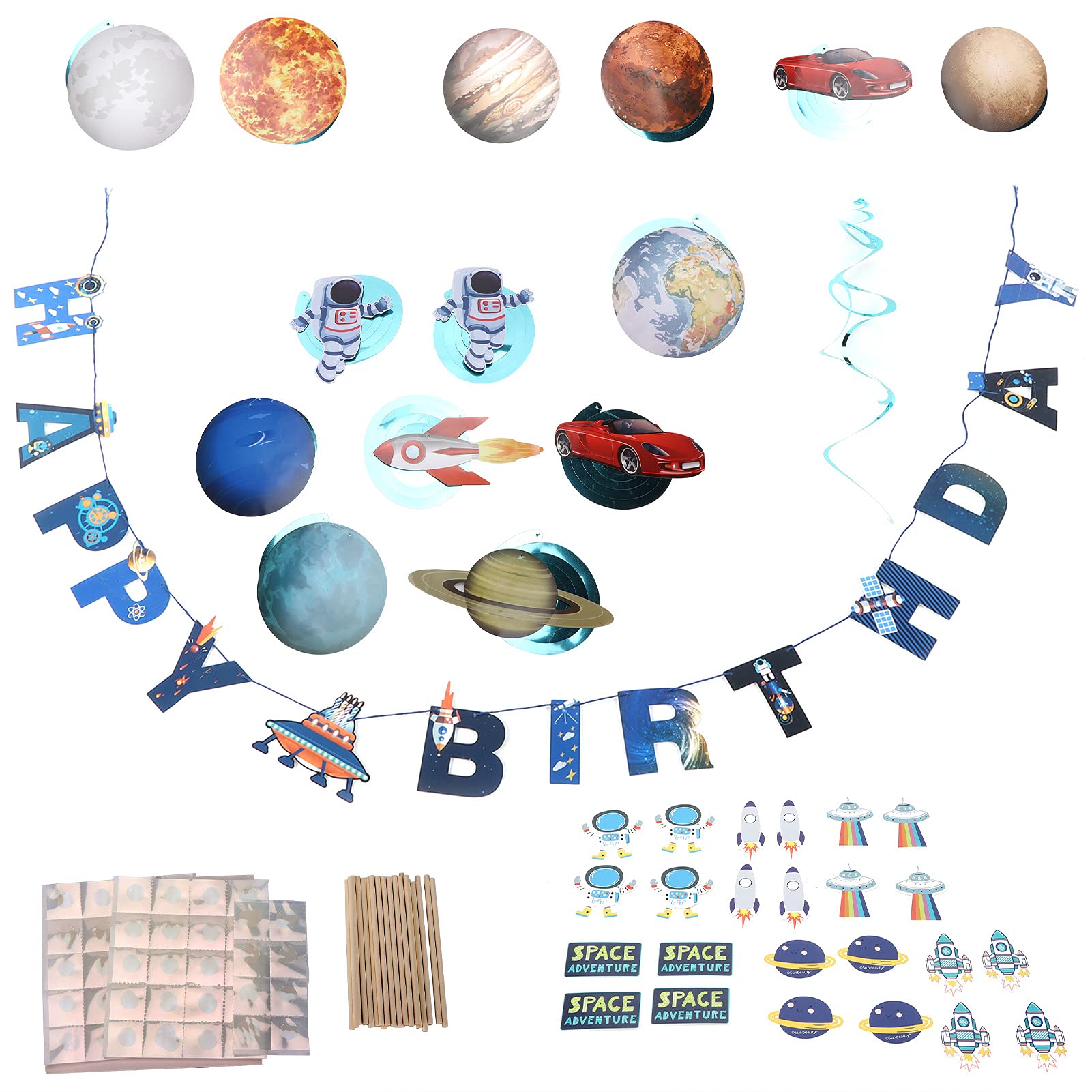 Décorations de fête d'astronaute et bannière d'anniversaire spatial pour enfants