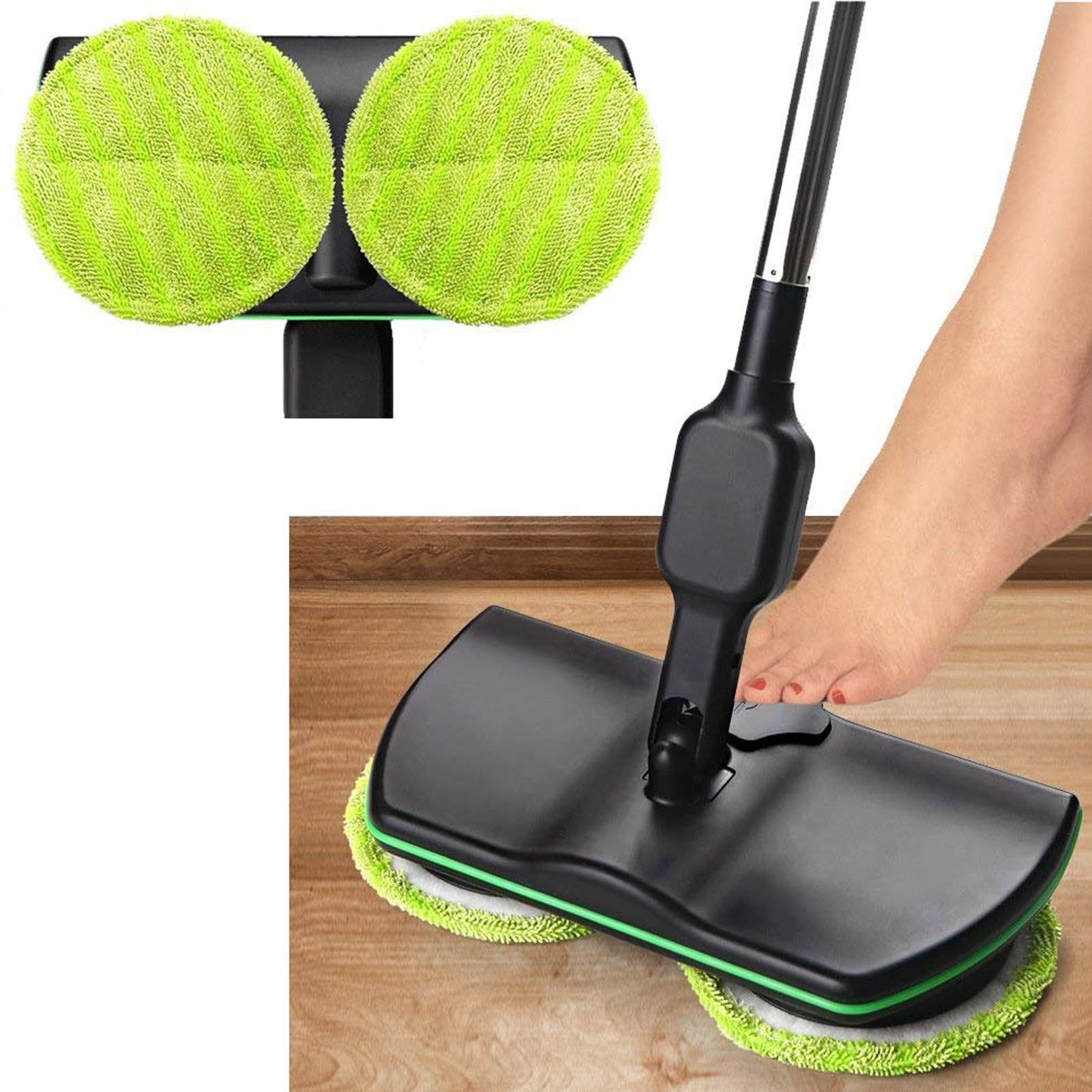 Mop Girevole Elettrico di Pulizia,Rotante Lucidatrice Pulitore da Pavimento con Macchina di Mop Pad Microfibra Uso Domestico,Leggero e Ricaricabile